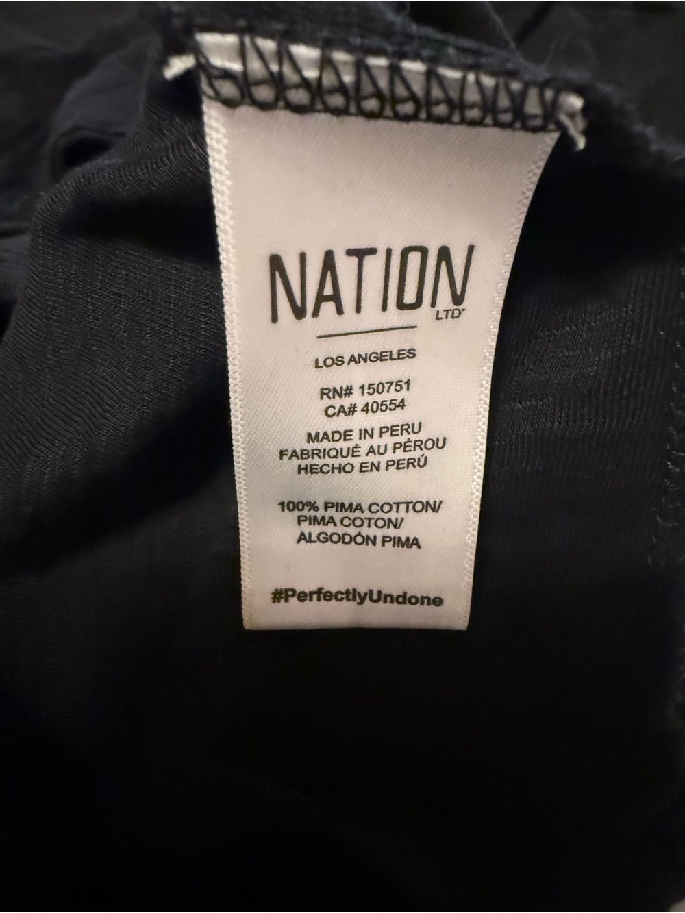 Nation Ltd Kelsey Ruffled Romance Tee Long Sleeve Pima Cotton Black Blouse Small - Picture 7 of 11